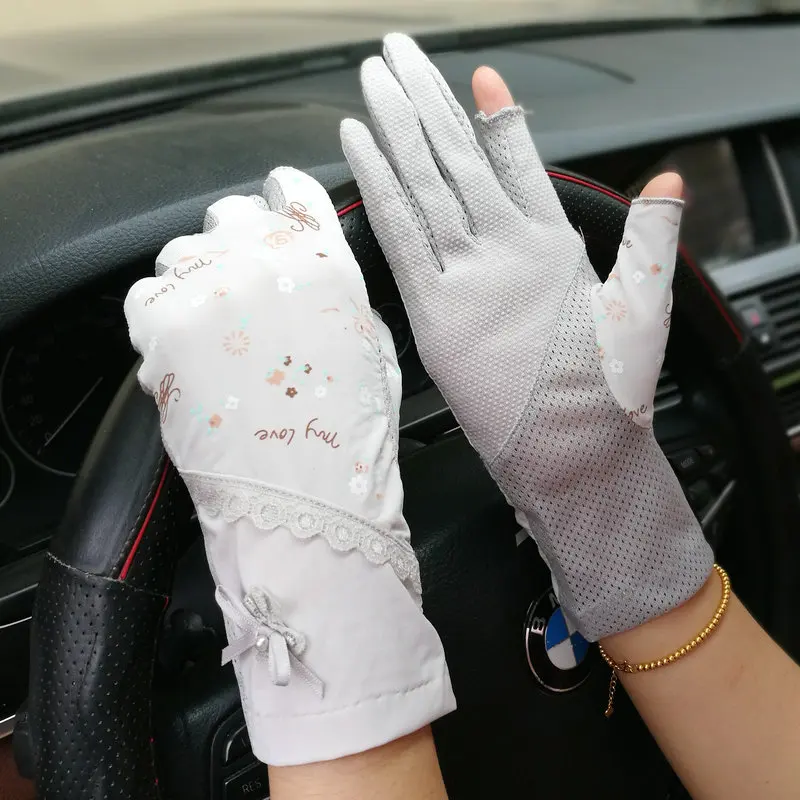 Leaky Two-fingered Gloves Thin Summer Sunscreen Ultraviolet Protection Short Mittens Half Finger Driving Skid-proof Gloves H3076