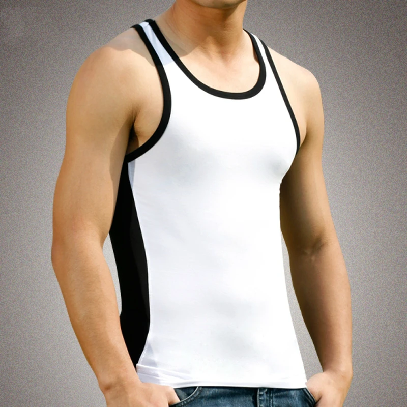 New man pure cotton slim sexy halter top for sports and leisure tank