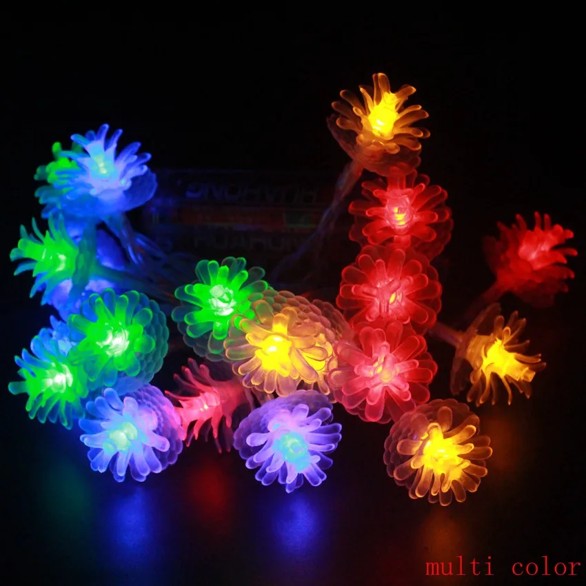 2m 3m 4m 5m 10m Pine Cone pendants Fairy led garland on AA batteries Christmas outdoor string lights New year party wedding deco