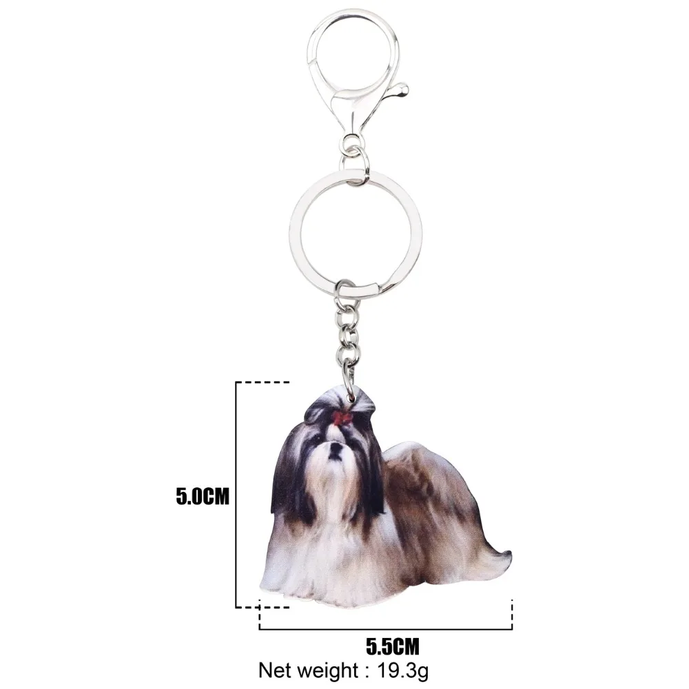 WEVENI Acrylic Original Shih Tzu Dog Key Chains Animal Keychain For Women Girls Female Holder Car Key Charms Kids Gift Drop Ship