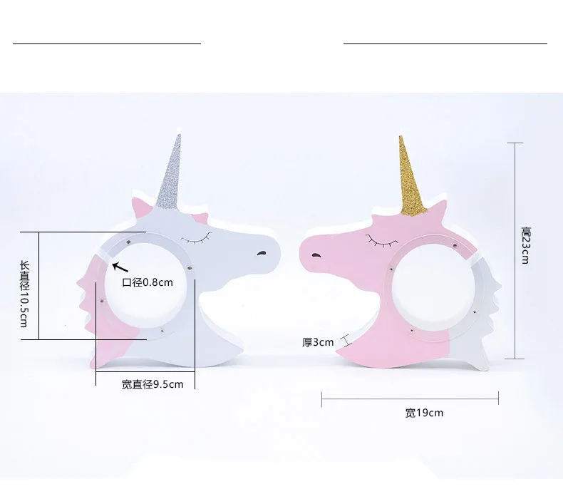 1PC New Unicorn Money Boxes Transparent Wooden Piggy Bank coin box Kids Gift Children \'s Room Decoration MA 001