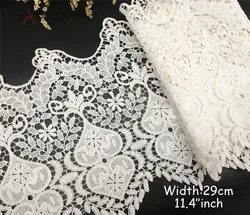 1yard Width:29cm Fashion Ivory White Flower Design Water Soluble Lace Trims Embroidered Chemical Lace  (ss-626)