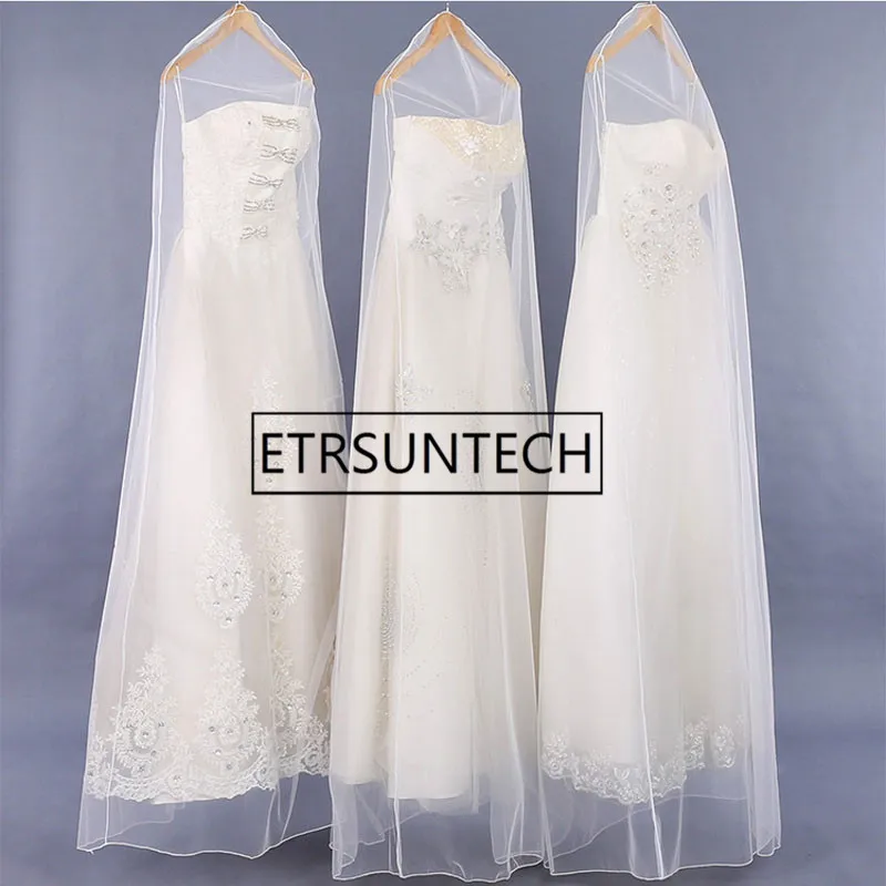 

50pcs High Grade Transparent Wedding Dress Dust Cover Soft Tulle Garment Bags Bridal Gown Net Yarn Bag 160cm 180cm