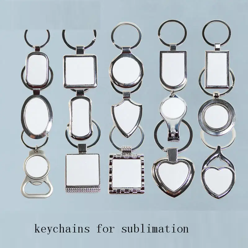 

matal keychain for heat transfer fashion key ring diy jewelry for provide gifts wholesale customized Keychain 15styles