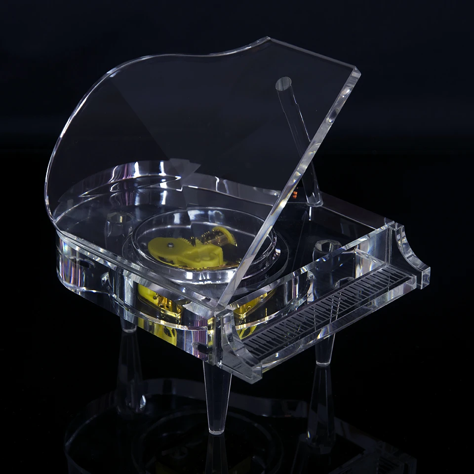 Music Box 130mm/170mm Clear Miniature K9 Crystal Piano Crafts Children Creative Toys for Kids Adults Best Gift