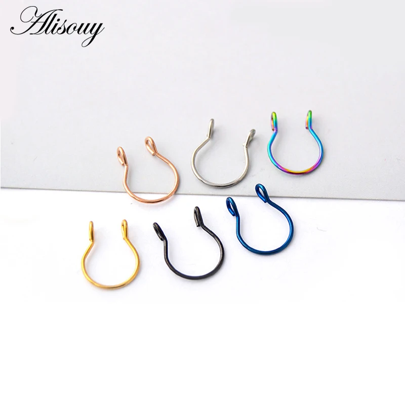 New 1PC Steel 20G Dainty Faux Nose Rings Fake Septum Rings Hoop Nostril Piercing Fake Clip on Nose Rings Oreja Piercings Jewelry