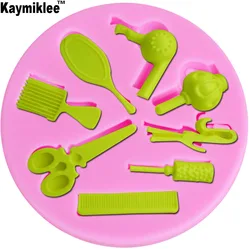 M216 3D Scissors Hair Tools Comb Resin Silicone Mold Hair Dryer Chocolate Silicone Mold Candy Mould Pastry Baking Tools