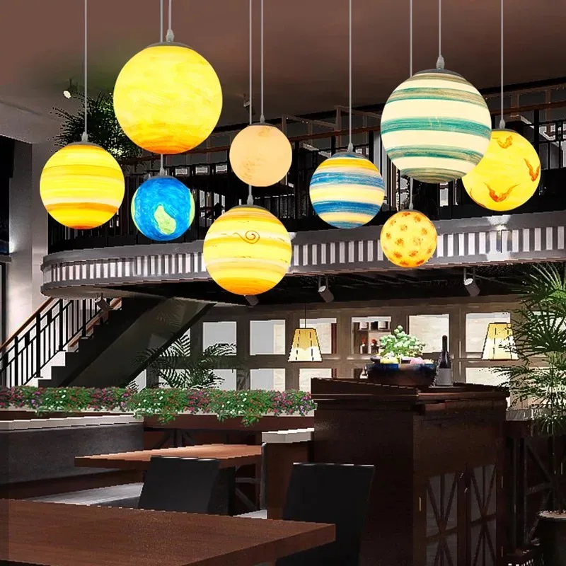 

New Universe Planet Parlor Hanglamp Children room Led Pendant Lights Restaurant Children's park Pendant Lamp Loft Art Deco