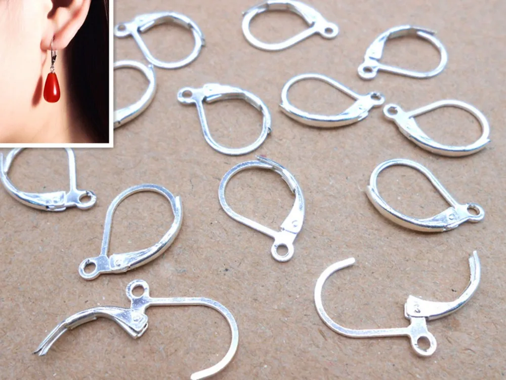 

200X production jewelry accessories earrings found silver DIY earrings accessories round ear ear hook ear buckle manual ear clip