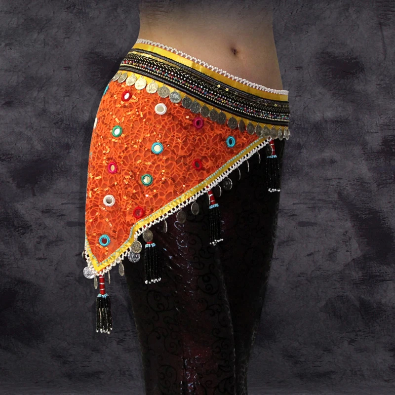 2018 ATS Women Belly Dance Clothes Hip Belt Adjustable Fit Triangular Scarves Hip Scarf Tribal Belly Dance Wrap Shawl