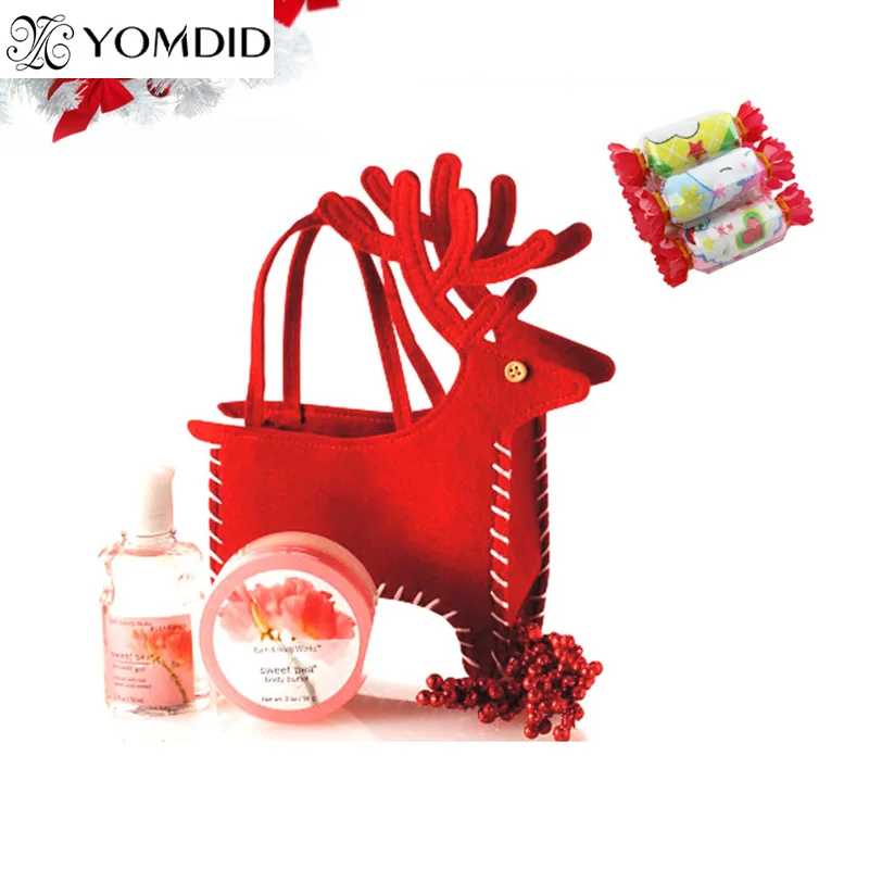 2 pcs Christmas deer gift bag Red Deer Shape Present candy bags New Year Xmas Gift Pouch for Home party christmas Decotations