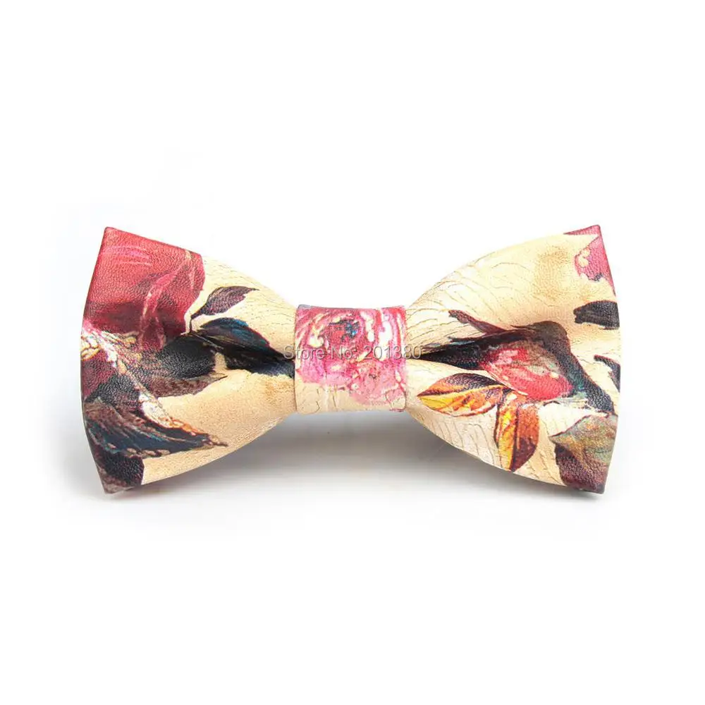 HOOYI PU bow tie Print pattern ties for men gift party wedding