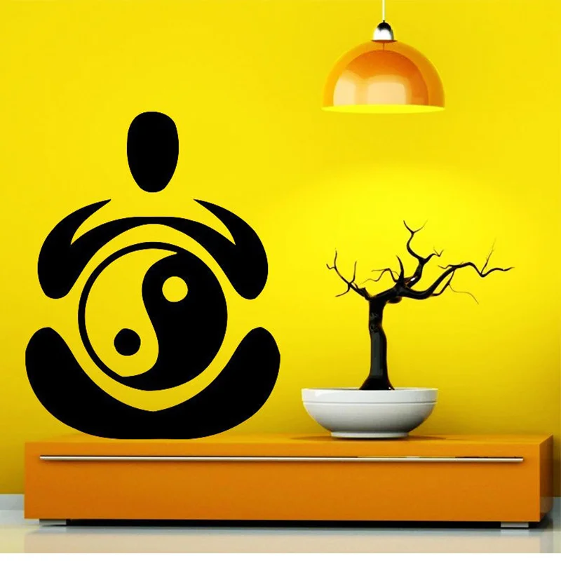 Yoga Vinyl Wall Decal Yoga Pose Yin Yang Buddha Mural Art Wall Sticker Yoga Studio Beauty Salon Bedroom Decoration