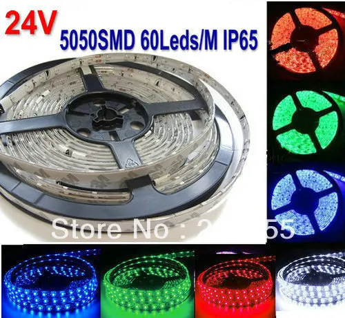 

16.4FT 5050 RGB LED Strip 5M 300 Leds SMD Flexible light 60led/M waterproof ip65 24V DC f/Lorry Truck Carvan Bus Coach multicolo