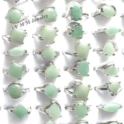 50pcs Mixed Lot Natural Green Aventurine Stone Rings For Women Fahion Jewelry