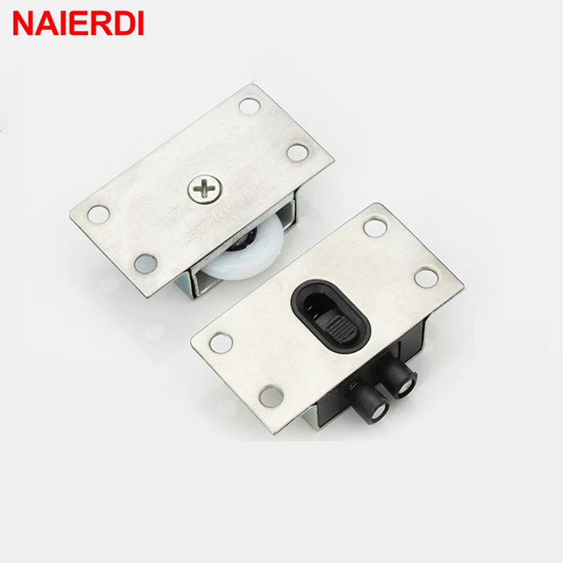 NAIERDI 4 Set APS Stainless Steel Sliding Door Wheel Cabinet Nylon Wheels Hanging Wheel Parts Door Rollers Door Hardware