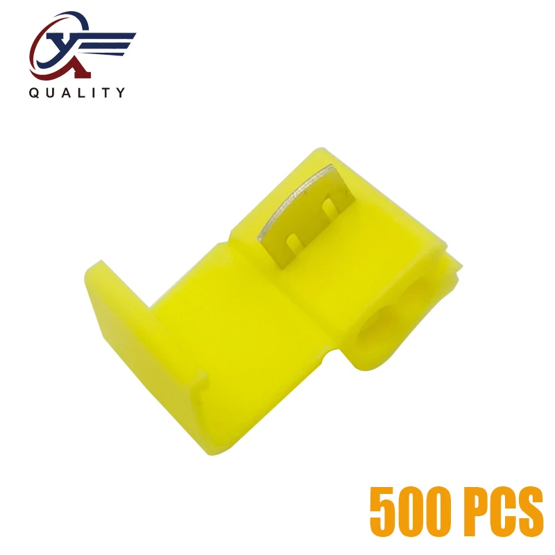 

500Pcs Electrical Wire Cable Crimp Terminals Quick Splice Yellow Electrical Cable Connectors Fast Lock Wire Terminals Crimp