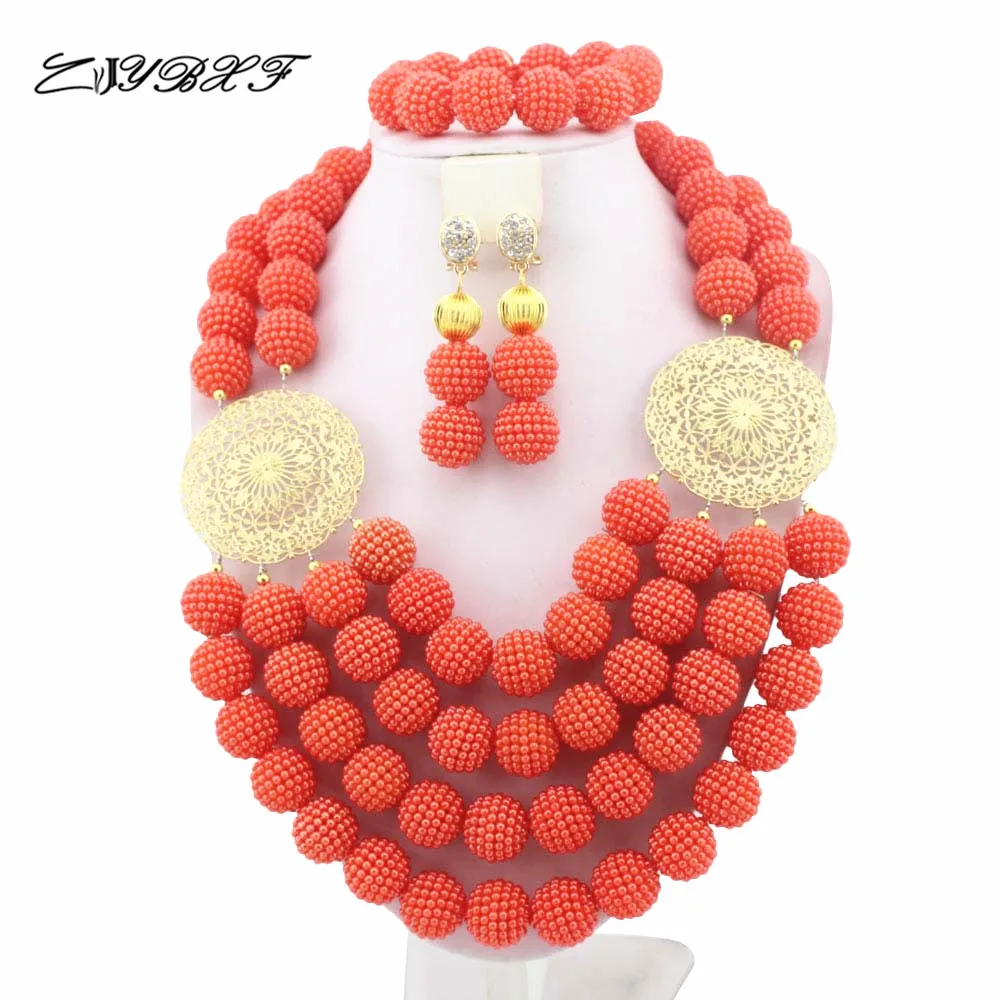 

Splendid African Beads Jewelry Sets Nigerian Wedding African Coral Beads Jewelry Set L1257