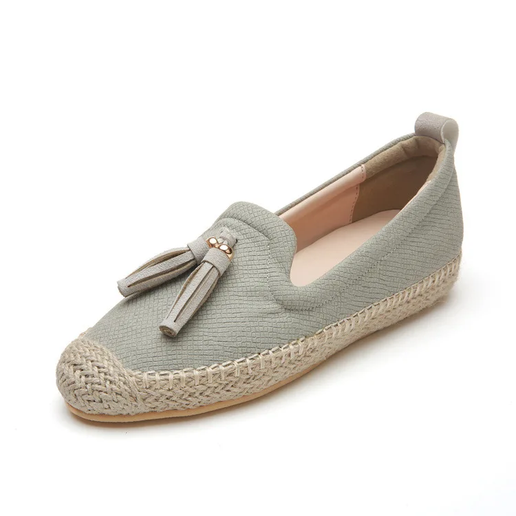 Slip On scarpe da pescatore piatte donna Casual donna perla nappa strass scarpe con plateau mocassini Glitter espadrillas calzature 3703