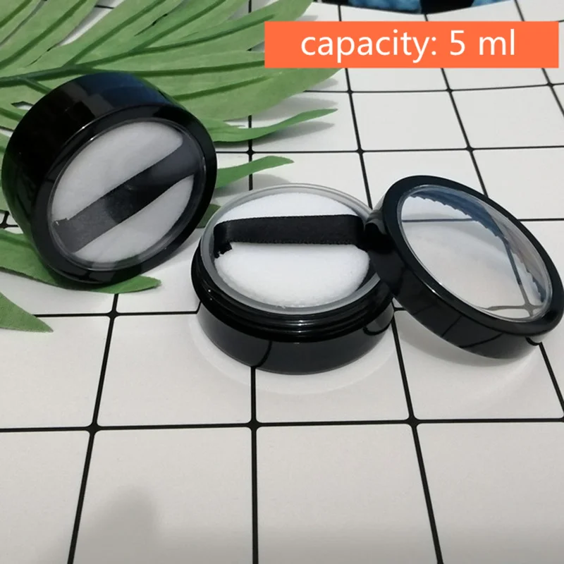 10/30/50pcs Loose powder box skylight all black honey powder box with black ribbon flocking powder puff