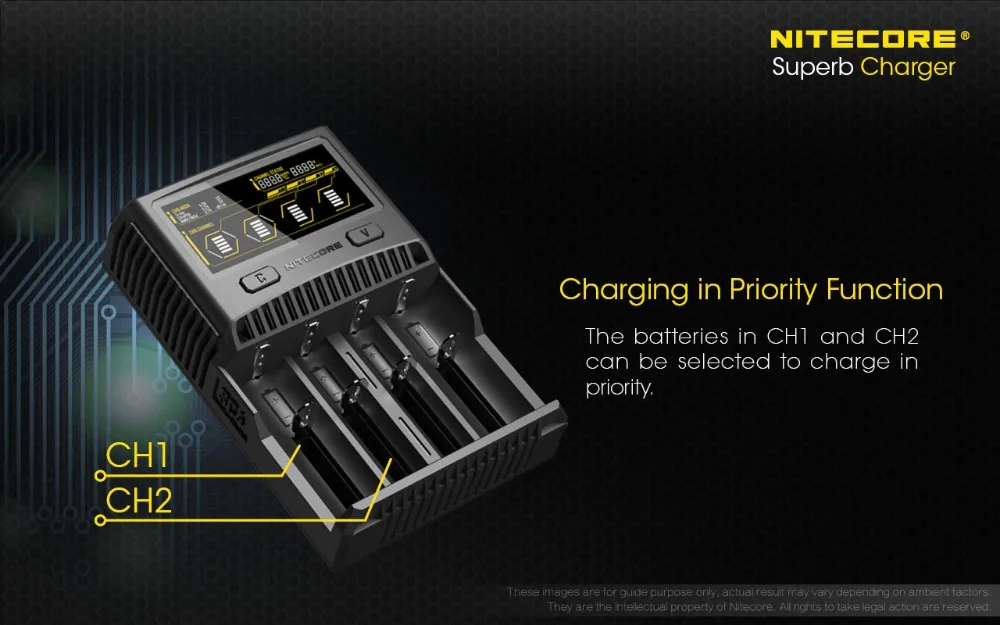 NITECORE SC4 Intelligent Faster Charging Superb Charger with 4 Slots 6A Total Output Compatible IMR 18650 14450 16340 AA Battery