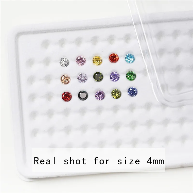 15 stücke cz 1 stücke pro farben größe 4 ~ 10mm lose runde form synthetische zirkonia stein – Detail 7