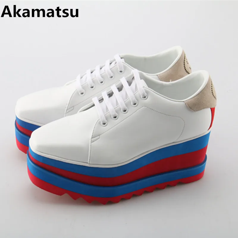 

Wedge Shoes For Women Causal Shoes Lace Up Stylish High Platform Sneakers Boots Genuine Leather Flats Creepers Tenis Feminino