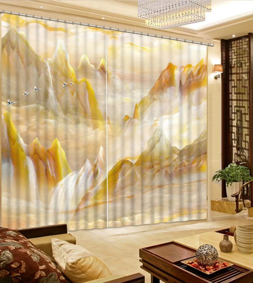 Window Curtain Bed room Photo Marble pattern For Living room Window 3D Curtain Custom any size Sound proof Curtain