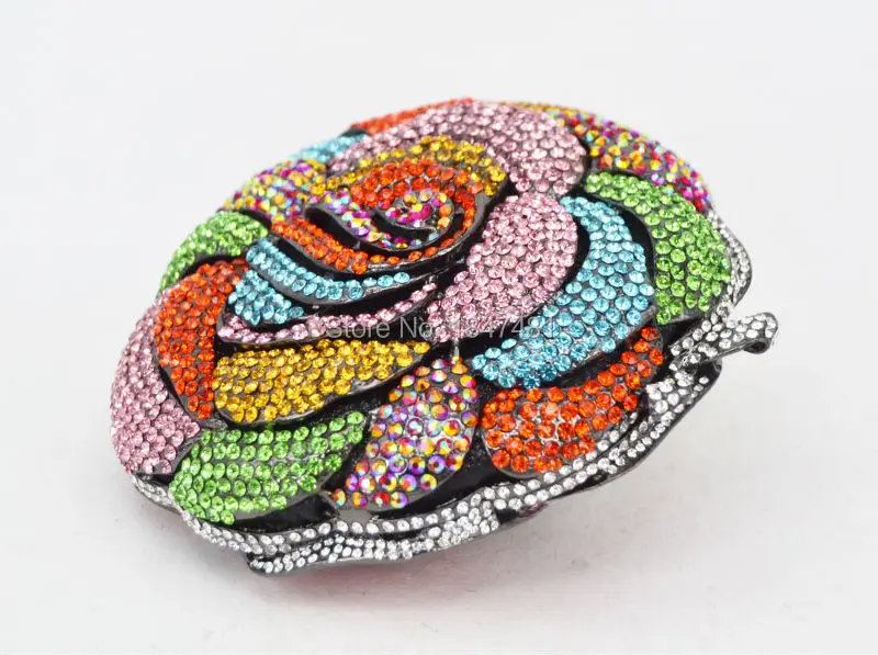 KHNMEET Gold rose flower shape Luxury evening bags crystal clutch bag women wedding pochette bride Handcraft soiree purse SC113