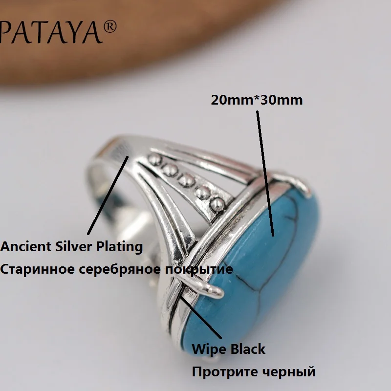 PATAYA New Unique Ancient Wipe Black Back Hollow Fashion Jewelry Set Fine Natural Tiger Stone Big Earrings Ring Set Wedding Sets