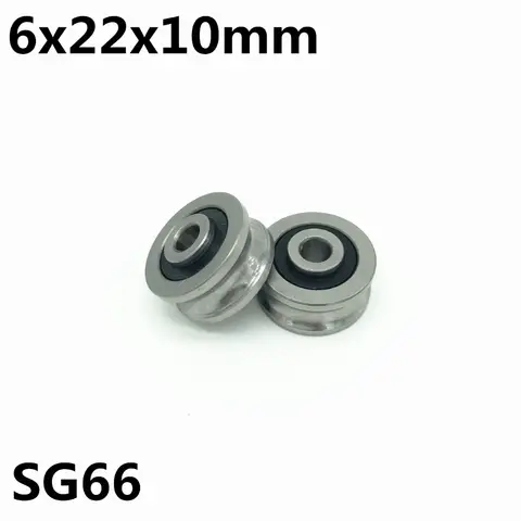 SG66 U 그루브 베어링 6x22x10mm 이중 열 밀봉 볼 베어링, 6mm 선형 가이드 레일 SG6RS 고품질, 10 개
