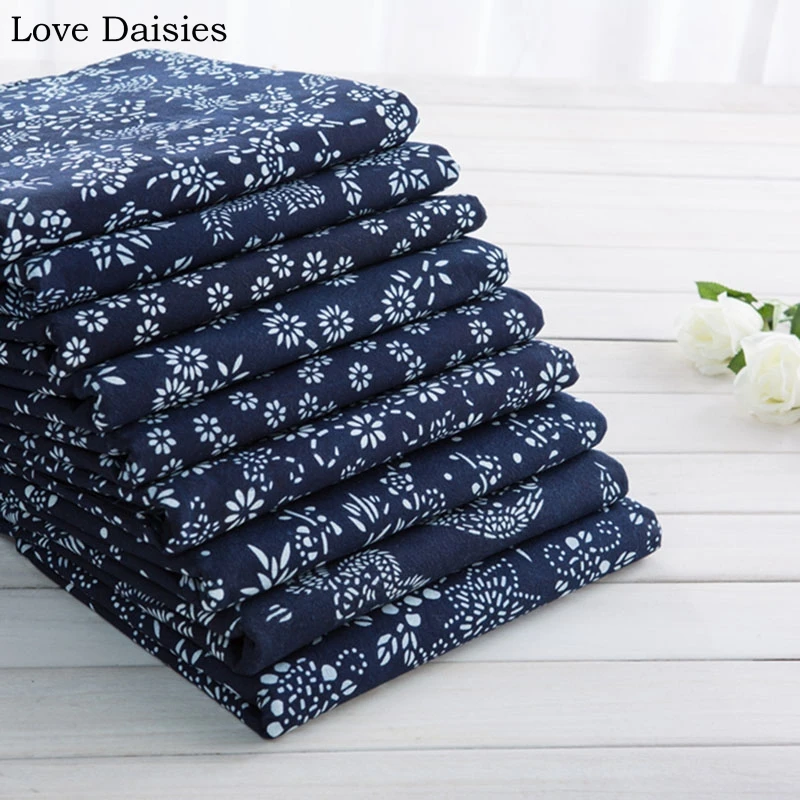 100% Cotton Chinese Indigo Dark Batik Calico Blue And White Porcelain Fabric For DIY Home Decor Handmade Apparel 23 Options