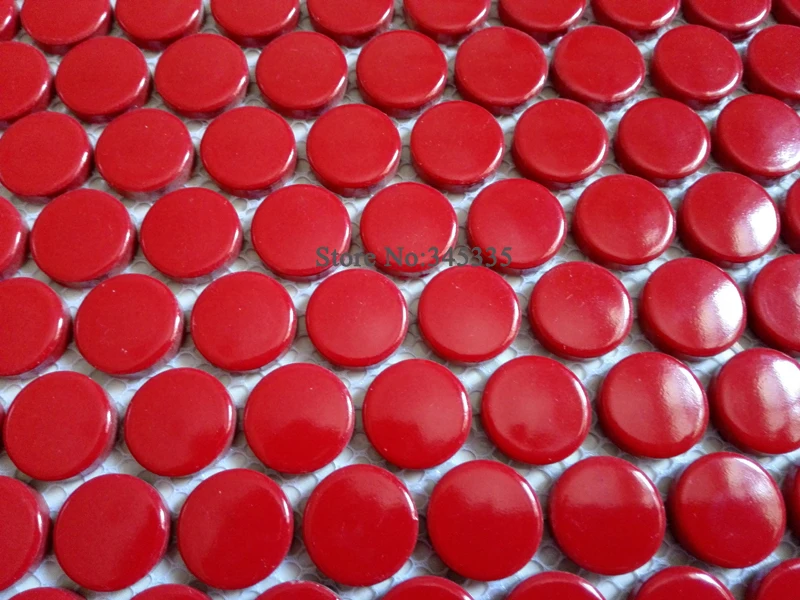 

11square feet red penny round ceramic mosaic tile kitchen backsplash bathroom shower wall paper fireplace border decoration