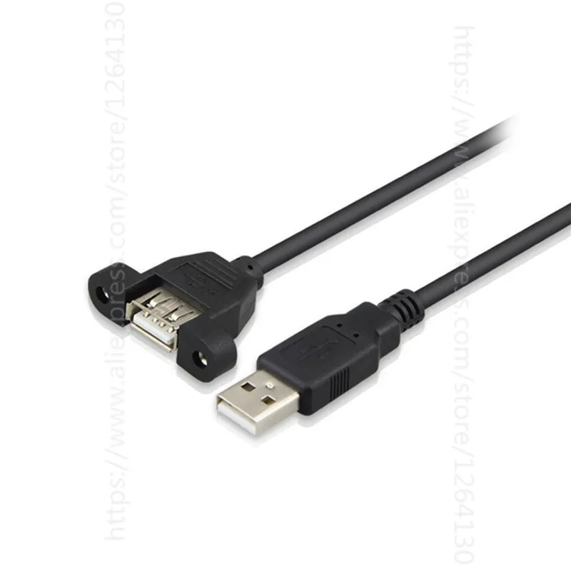 USB Male to Female Cable USB 2.0 A Female Panel Mount to USB A Male Angle Plug Extension Cable