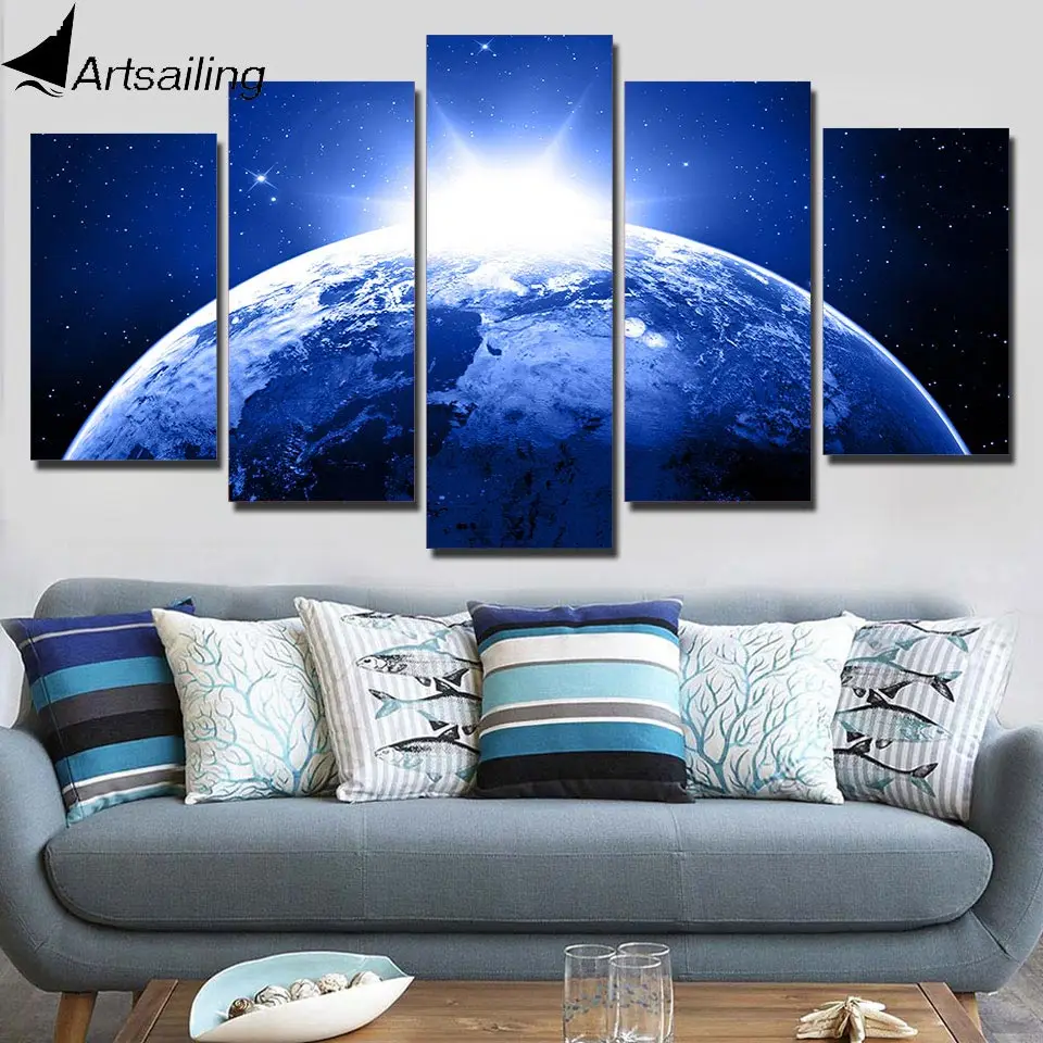 Artsailing HD Printed canvas art earth planet stars space sunlight painting poster Home Decor wall pictures for living room art