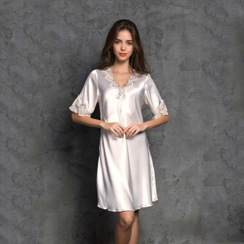 Womens Silk Satin Nightdress Nightgowns Sleepshirt Summer Sleepwear Homewear Pj pijama mujer loungewear pajama pyjama pour femme