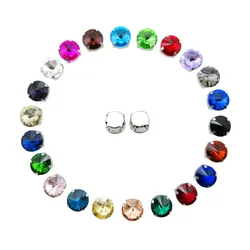 Silver claw settings 7 sizes glitter Rivoli round shape glass Crystal strass flatback sew on rhinestones shoes garment trim diy