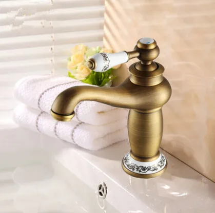 Golden ceramic basin faucet brass bathroom american blue and white porcelain gold plated antique faucet bathroom sink tap