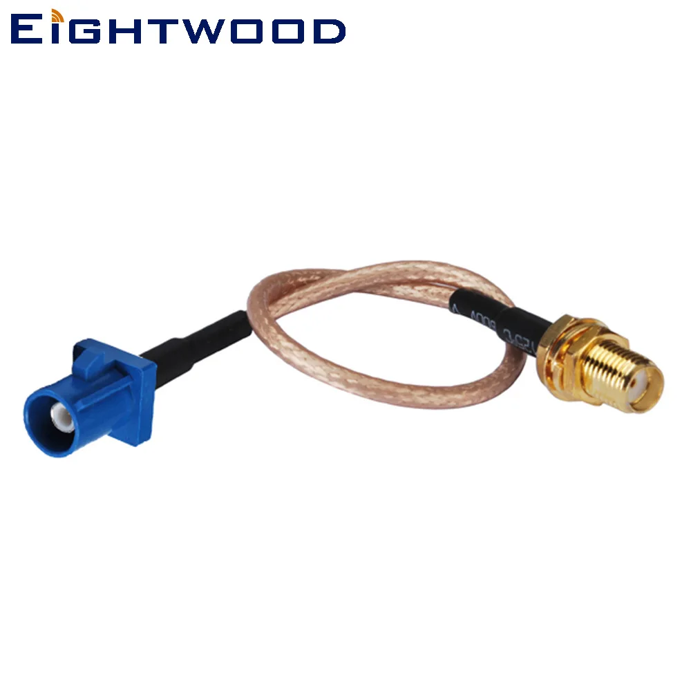 Eightwood Fakra C Male Straight to SMA Female Bulkhead Straight Adapter Cable RG316 15cm for Car GPS Antenna Aerial Customizable