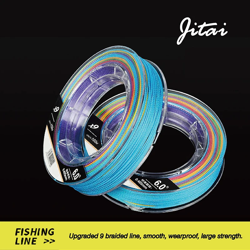 JITAI Multifilament PE Braided Fishing Line 9 Strands 100M 10M/Color Cord Carp Fishing Braid Line Rope Wire 10 - 65KG 23-143LB