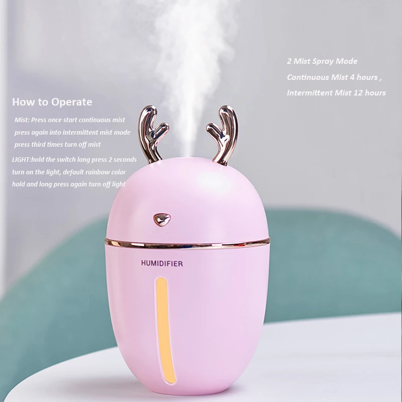 450ML Air Humidifier USB Aroma Essential Oil Diffuser For Home Office Aromatherapy Humidificador Difusor With  nightLight Lamp