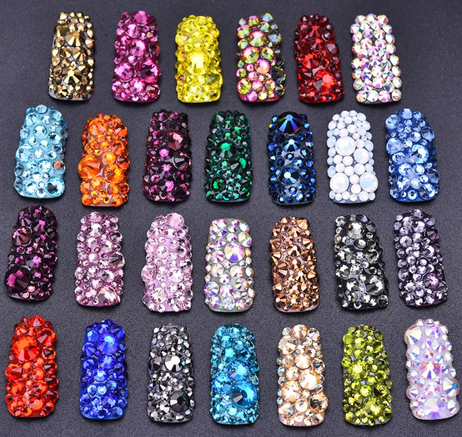 Verschiedene Formen Mix 100 Stück/Beutel 26 Farben Flache Glas-Kristall-Strassperlen zum Aufkleben für Nagelkunst Handgemachtes Basteln DIY-Dekoration – Detail 10