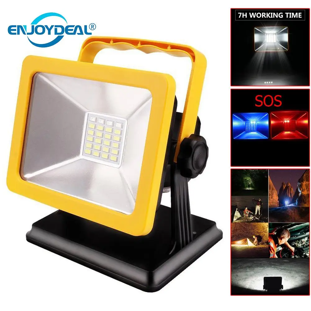 

24 LED 15W Floodlight Spotlights Rechargeable Lamp Portable Flood Light IP65 Outdoor Lamp Waterproof LED Working Emergency light