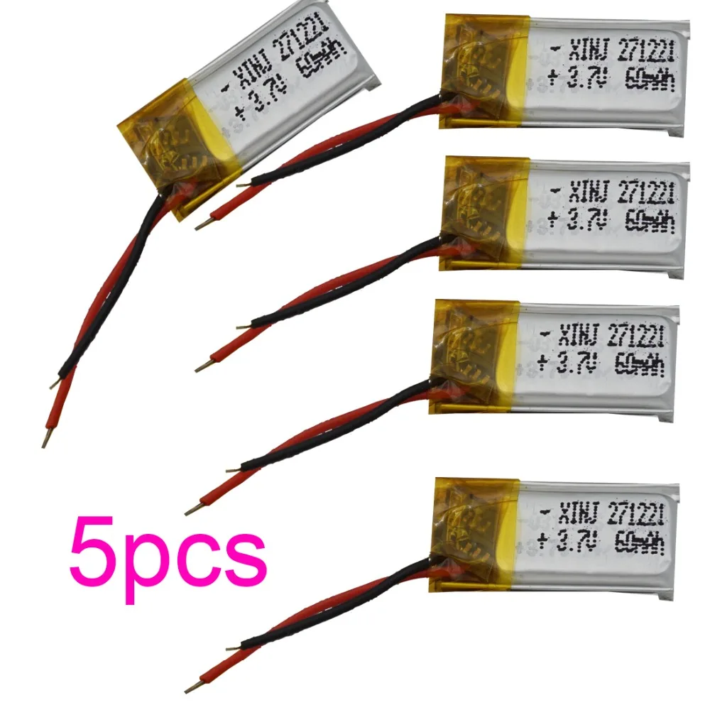 5pcs 3.7V 60 mAh Polymer Li Llithium Lipo Battery 271221 Li-ion For 3D Glasses Mp3 Record Pen Bluetooth Earphone Speaker Headset