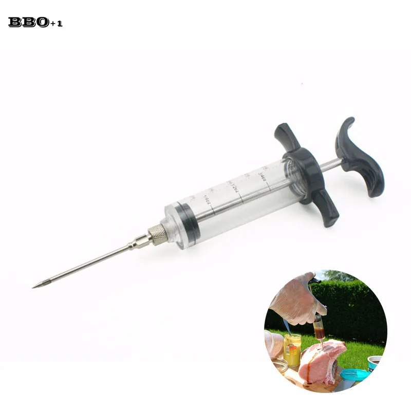 Black Meat Marinade Injector Marinade Syringe Flavour Injector BBQ Cooking Meat Poultry Turkey Chicken Beef BBQ Accessories