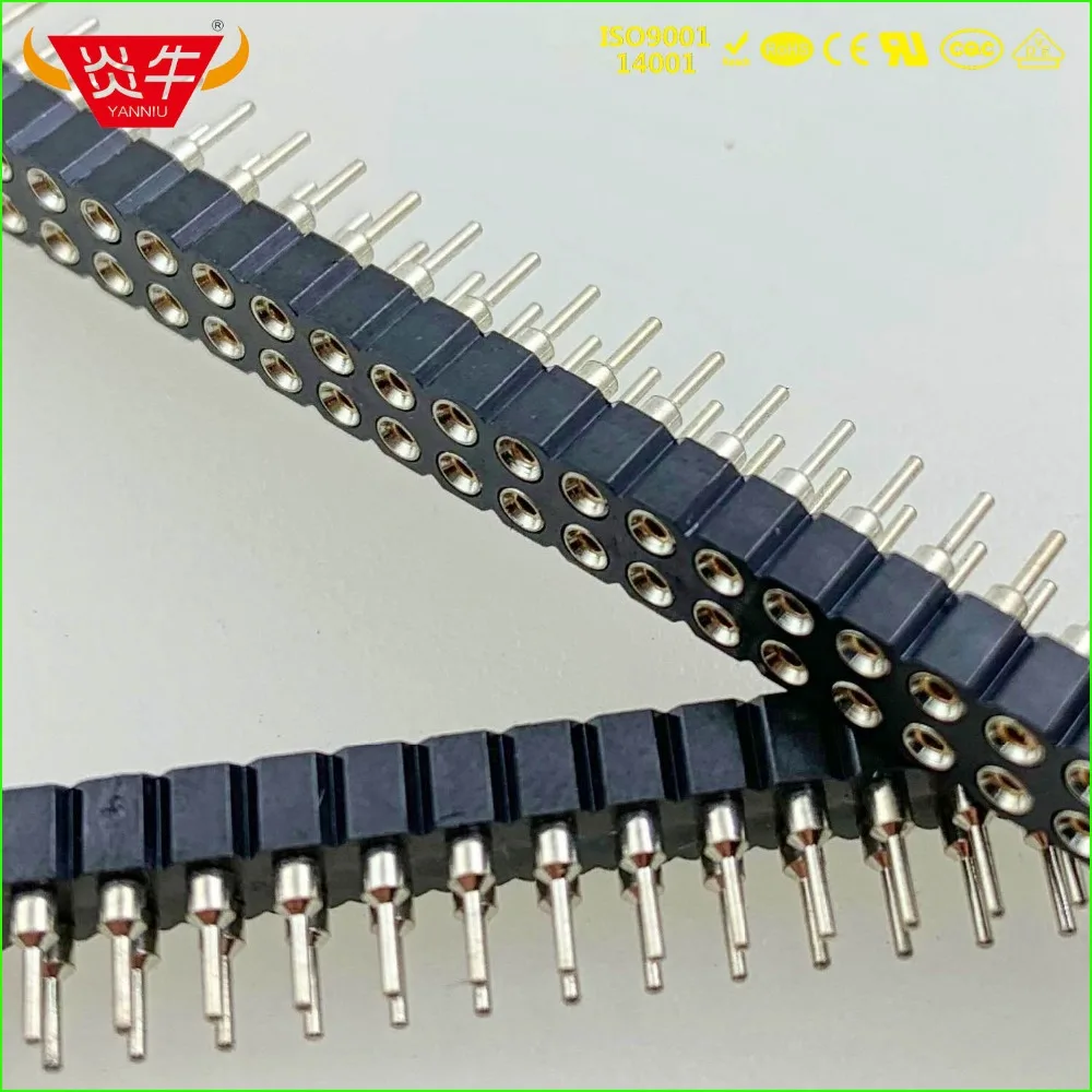 Imagem -03 - Conector de Tira Fêmea 2x40p Passo de 2.54 mm 80 Pinos Fileira Dupla Orifício Redondo Suporta Altas Temperaturas Banhado a Ouro 3au Yanyu