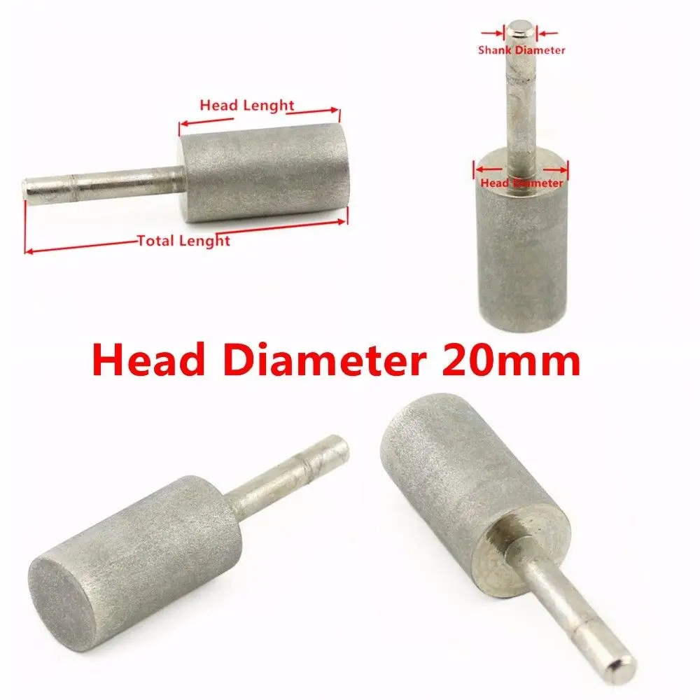 16-25 mm Grit 600 Cylinder Diamond Grinding Head Rotary Bit Jade Carving Burrs ILOVETOOL