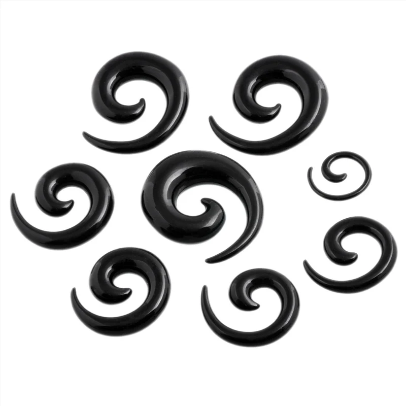 Alisouy Hot 1 PCS Body Jewelry Acrylic Spiral Taper Tunnel Ear Stretcher Plugs Expanders Pircing Jewelry Black White ear plugs