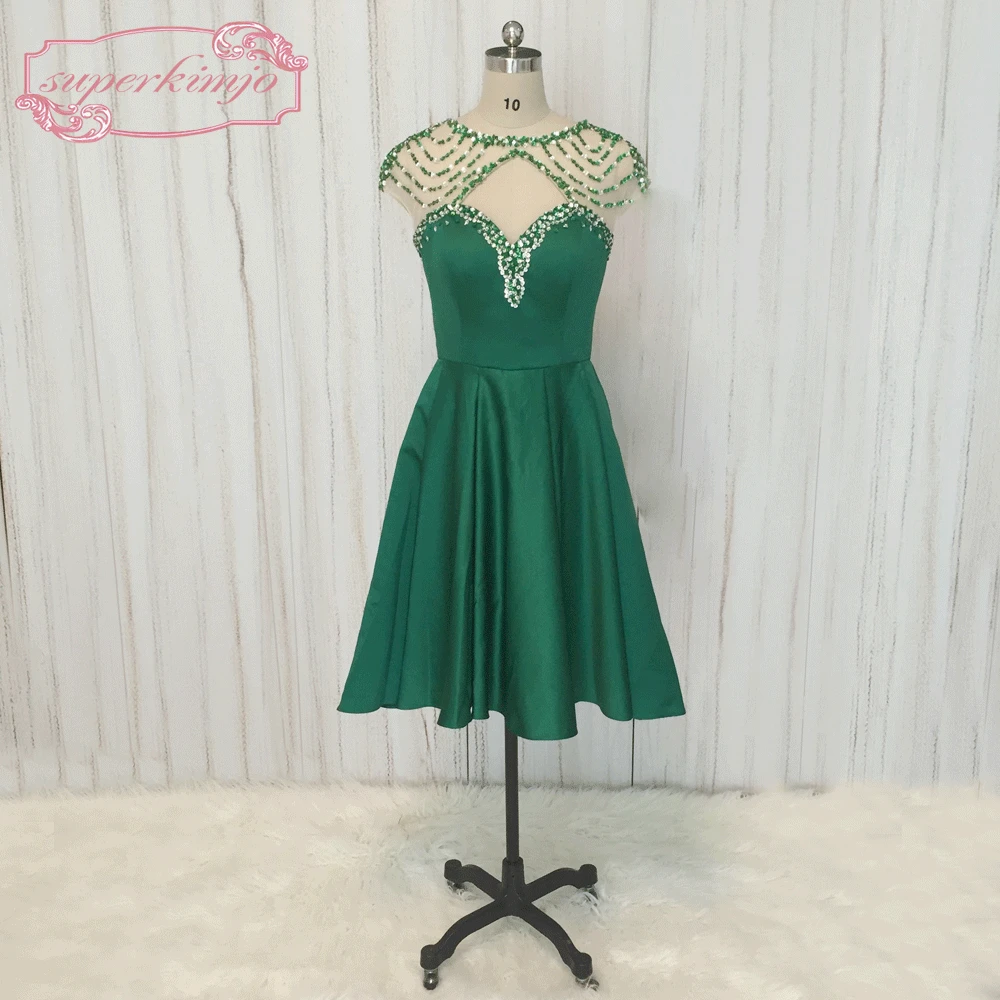 SuperKimJo Green Homecoming Dresses Short Vestidos De Reina Del Baile Beaded Cheap Graudation Dress Robes De Cocktail