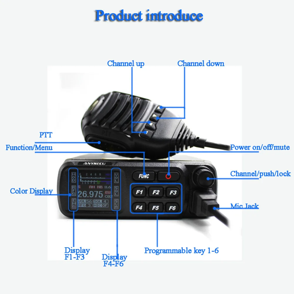 CB 라디오 A-CB27 단파 모바일 라디오, 26.965-27.405MHz AM/FM, 시민 브랜드 리스센스, 무료 27MHZ 단파 라디오 CB-27